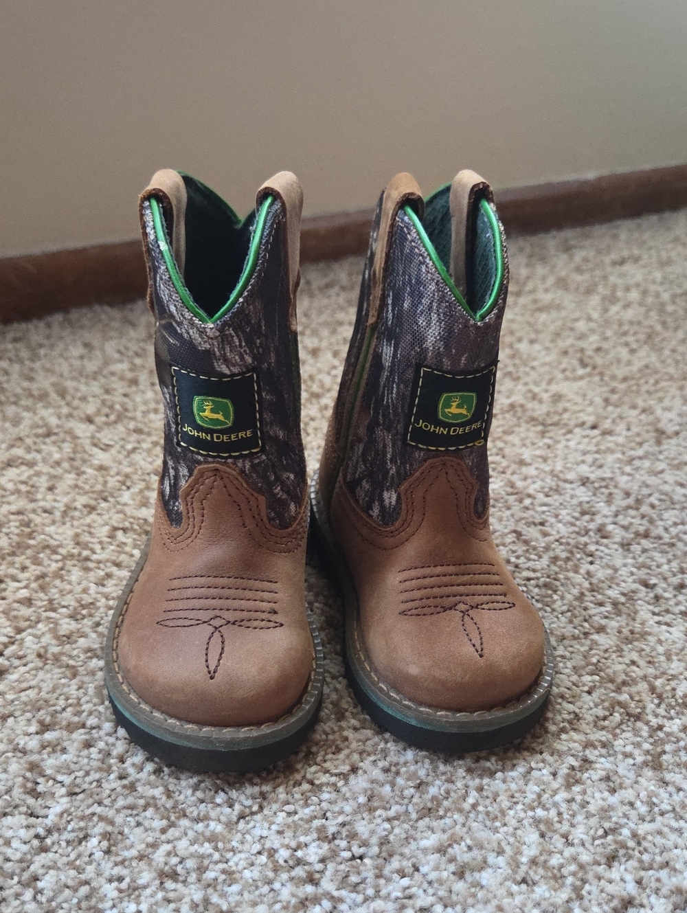John Deere Brown & Green Infant's Camouflage Pull-On Cowboy Boots